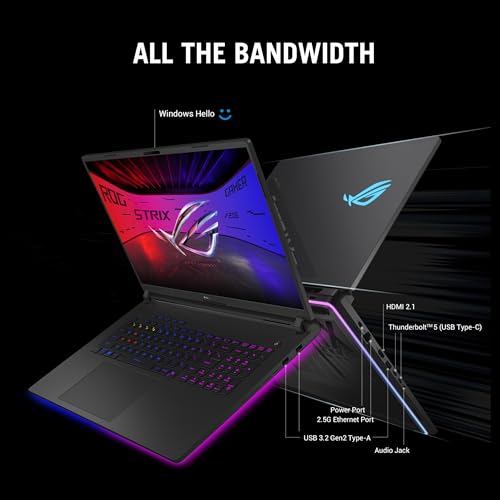 ASUS ROG Strix SCAR 18,Intel Core Ultra 9 275HX Gaming Laptop(NVIDIA RTX 5090-24GB/175W TGP/64GB/2TB/2.5K QHD+/18"/240Hz/Windows 11/M365 Basic(1Year)*/Office Home 2024/Off Black/3.30 Kg)G835LX-SA187WS