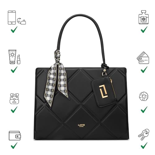 Lavie Luxe Women's Quare26 Extra Large Laptop Satchel Bag | Upto 14 Inch | Satchel Handbag for Work | Ladies Purse | Stylish Shoulder Bag | Gift for Women
