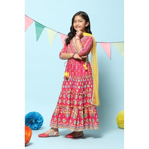 BIBA GIRL PRINTED SHORT_KURTA KID(KW5308_PINK_5)