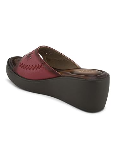 pelle albero Women's Latest Trendy Cherry Leather Slip-On Heels Wedge Sandals
