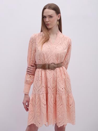 VERO MODA Women's Fit and Flare Pink Dress