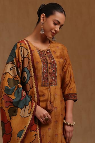 Soch Women's Muslin Salwar Suit Set (EWA5CD22281_Mustard