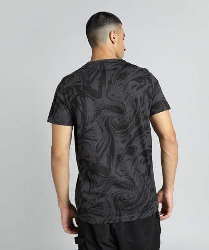Puma Men's Graphic Print Slim Fit T-Shirt (676041_Asphalt-White