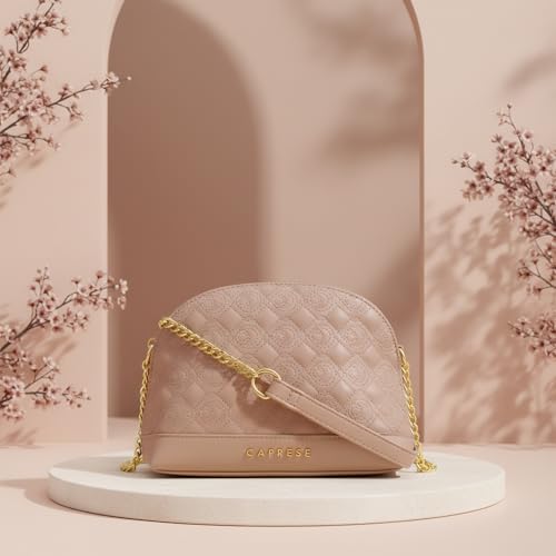 Caprese Rain Medium Sling Bag for Women | Elegant Multi-Compartment Shoulder Handbag with Adjustable & Detachable Strap | Premium Designer Party & Travel Bag with Dual Closure (Mocha Mousse)