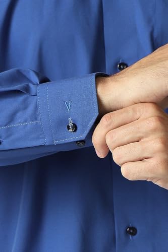 Men Blue Solid Full Sleeves Formal Shirt