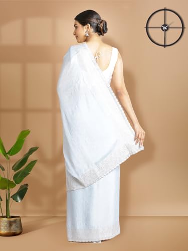 Kalyan Silks Light Blue Embroidered Saree