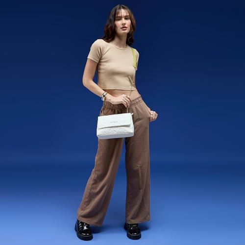 Caprese Aimee Medium Quilted Faux Leather Sling Bag for Women with Adjustable Shoulder Strap & Multi-Compartment | Stylish Crossbody Handbag for Special Occasions Magnetic Button Closure (Alpine Oat)