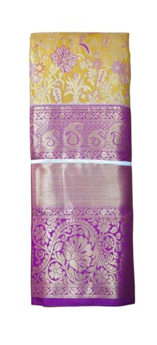 VFCollections Women's Traditional Handloom Kanchipuram Silk Pure Pattu Sarees | Rich Zari Woven Design | Bridal Saree | Unstitched Blouse (VFC630-2)