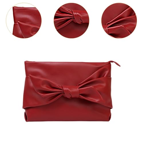 LOOM TREE® Bow Clutch Bag Decoration Pu Leather Evening Handbag For Wedding Lady Dating Red | Womens Handbags & Bags