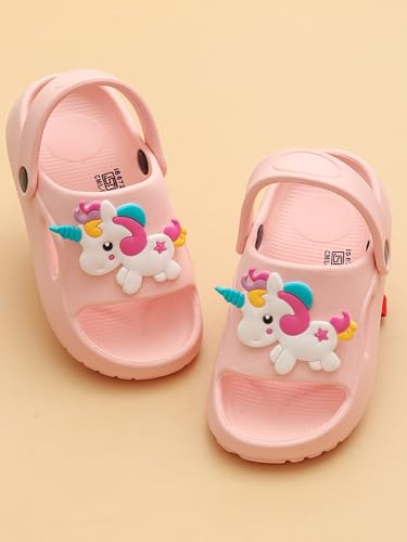 Yellow Bee Cute Unicorn Design Sandals For Girls - Pink,6C,3-3.5 Years