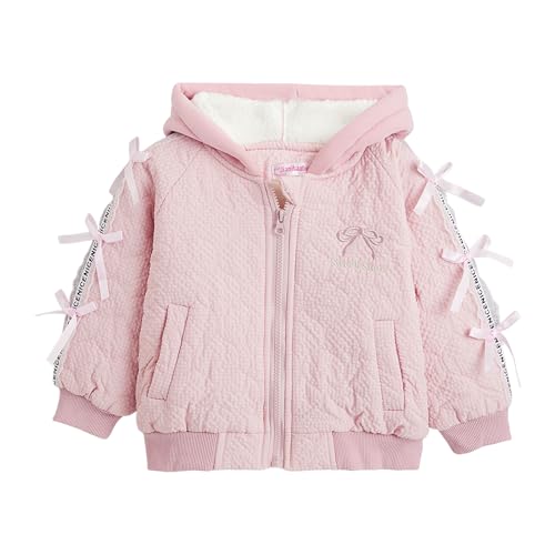 Hopscotch Female Full Sleeves Pink Textured Full-Sleeve Jacket For Ages (3-4 Years)