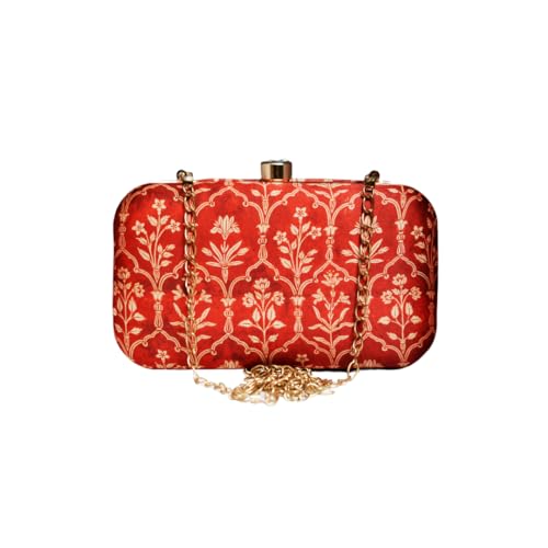 Artklim Red Floral Printed Clutch