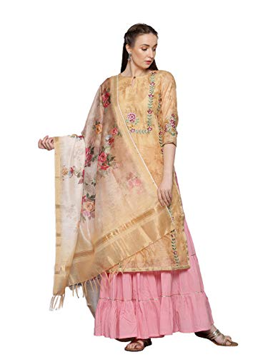 Jaipur Kurti Women's Silk Kurta with Palazzo & Dupatta (AVKPLZ1898_Yellow_S)