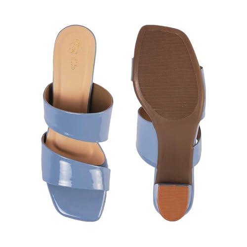tresmode SANIA Blue Women's Dress Block Heel Sandals in Size 3 UK / 36 EU