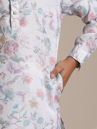 Manyavar Blended Cotton Digital Print Kurta Pyjama Set for Child(6-8 years)