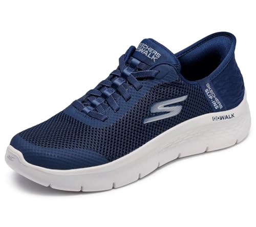 Skechers Women's Go Walk Flex Hands Free Slip-ins - Grand Entry, Navy/White, 6 Wide