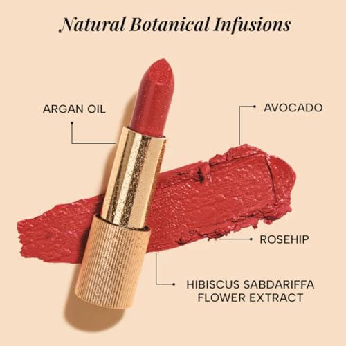 RAS Luxury Oils Lumiere Satin Matte Lipstick | 8-Hr long stay Creamy Matte, Non-Drying, Lightweight & Pigmented | Natural infusion of Argan & Avocado | Vegan, Cruelty-Free (Riviera Red)