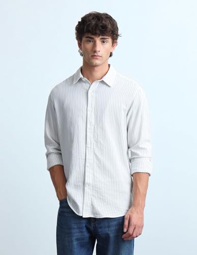 Flying Machine Dobby Vertical Striped Shirt