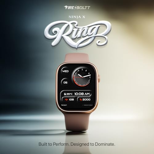Fire-Boltt Ninja X Ring Smart Watch with 1.96” Large Display, Bluetooth Calling, Wireless Charging, AI Voice Assistant, 500+ Watch Faces, Health Suite, Smart Watch for Man & Woman – Pink S