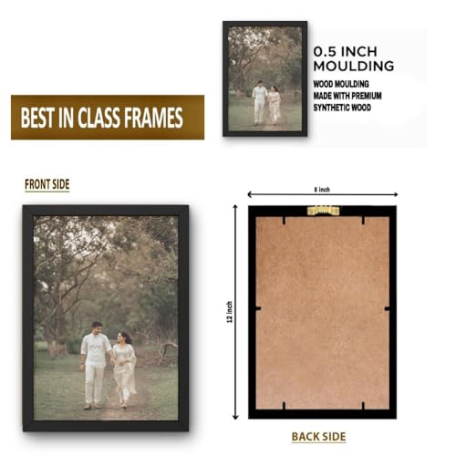 Personalised Photo Frame, A4 Size, Black, for Wedding, Birthday, Valentine's Day, Family, 25 x 33.5 cm