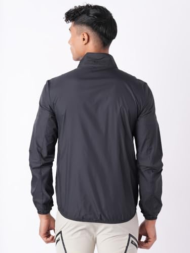 Wildcraft Men Sierra Solid Nylon Blend Collored Casual Wind Breaker Jacket, Full Sleeve - Regular fit, Black, XXXL