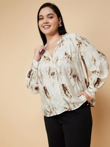 Max Women Printed Blouse (Beige_3XL)