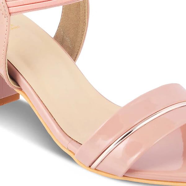 tresmode 231-RACHEL PINK WOMEN DRESS BLOCK HEEL SANDALS EU/37 UK/4
