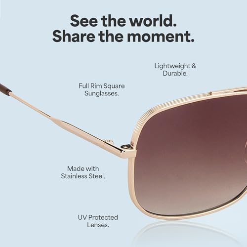 John Jacobs | UV Protection Sunglasses For Men & Women | Gold Brown Gradient Full Rim Square Medium (Size-58) JJ S12799-C3