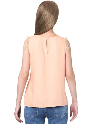 VERO MODA Women's Solid Relaxed Fit T-Shirt (Canyon Sunset)