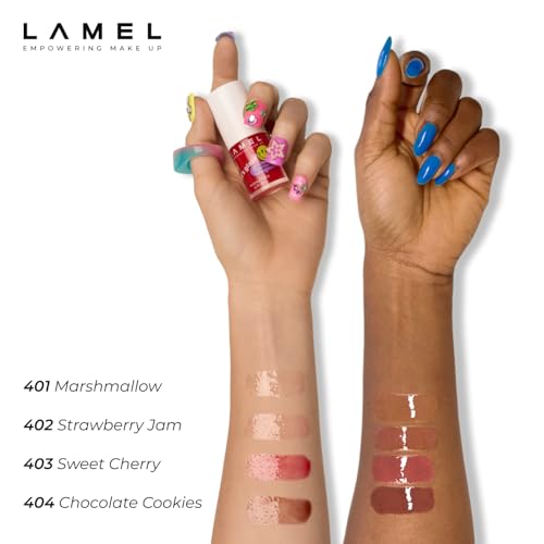 Lamel Let's Glaze Hydrating Lip Oil - Strawberry jam | High shine, Lightweight | Non sticky Juicy Tint | Lip Oil for Pigmented Lips | 4ml