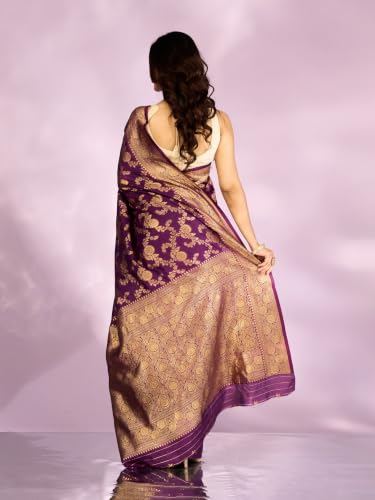 MOHEY Women's Art Silk Woven Saree with Blouse Piece (Purple)