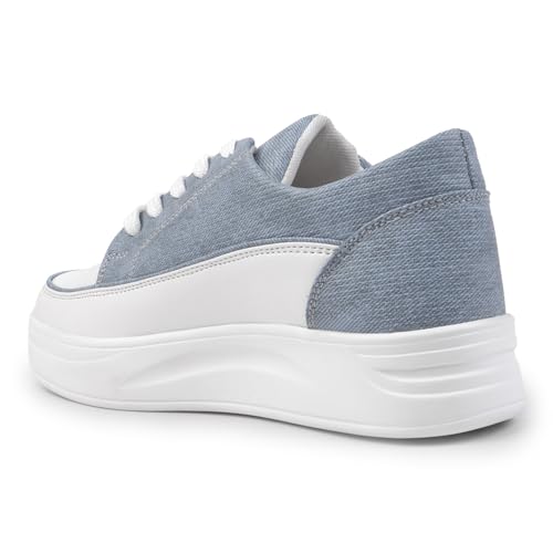 Vendoz Women Casual Denim Blue Sneakers I Cushioned Insole I All Day Comfortable I Lightweight and Stylish Shoes for Girls CNV7018BLU-37