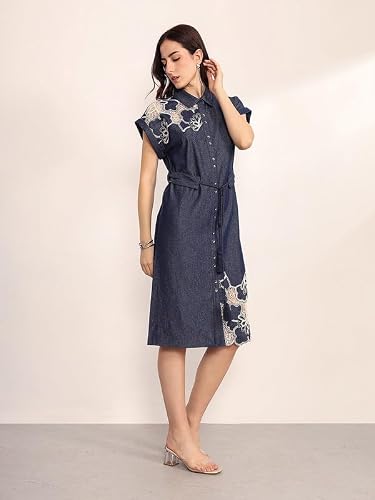 Kazo Indigo Midi Dress (Blue M)