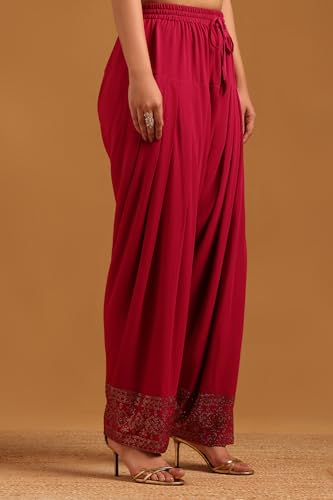 Soch Womens Fuchsia Georgette Embellished Salwar Suit With Stone Work