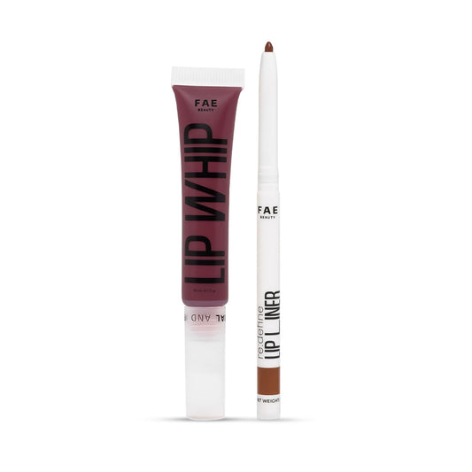 FAE Beauty Lip Whip 12Hr Matte Liquid Lipstick + Re:Define Lip Liner Set | Long Wear | Matte | Non Drying | Transferproof | Shades - Tempt & Topline