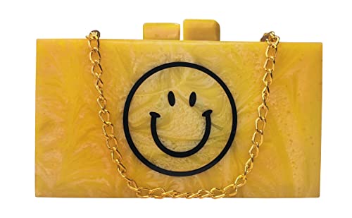 DUCHESS Yellow Smiley marble Resin Clutch for girls and women