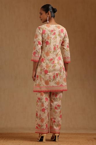 Soch Womens Cream Pure Cotton Floral Print Co-Ord Set