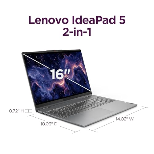 IdeaPad 5 2-in-1-2024 - Professional Laptop - Fingerprint Sensor - 16" WUXGA IPS Display - 16GB Memory - 512GB SSD Storage - AMD Ryzen™ 7 8845HS - Windows 11 Home -Luna Grey
