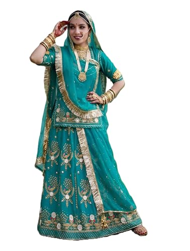 SHYAMLATA Designer Wedding & Party Lehenga Set with Hand Embroidery and Sequins (Rama)