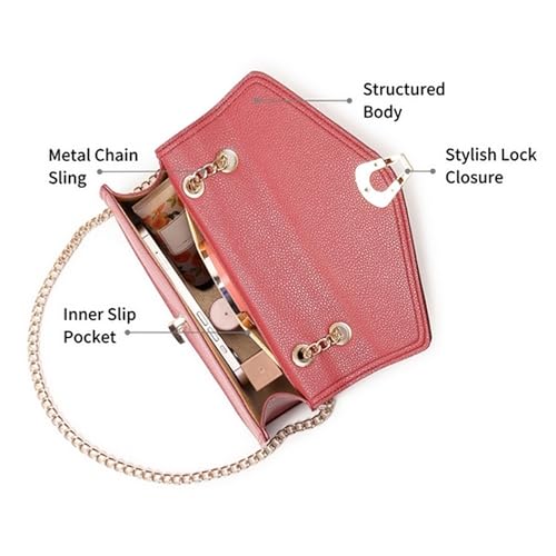 Fastrack Casual Sling Bag with Lock Closure for Girls, Medium Size with Internal Organiser, Handheld Design and Metal Chain Sling