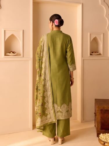 Varanga chanderi printed kurta with trouser and dupatta