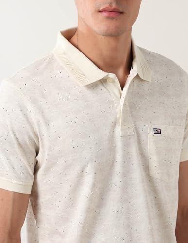 Arrow Sports Men's Floral Regular Fit Polo Shirt (ASAJTS3487_Stone