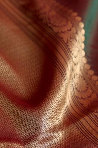 Taneira Women Dark Green Silk Viscose Cutwork Banarasi Saree with Unstitched Blouse Piece (SAPH03AA9879-Dark Green)