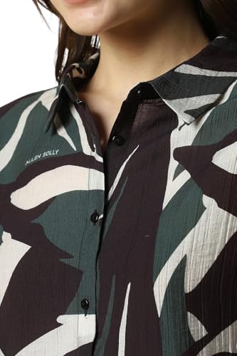 Allen Solly Women Green Print Short Sleeves Shirt