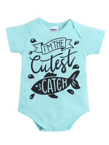 SMAZZ Pack of 2 Print Cotton Baby Romper/Bodysuit in Turquoise Blue & White Color with Snap Button Closure for 0-3 Months