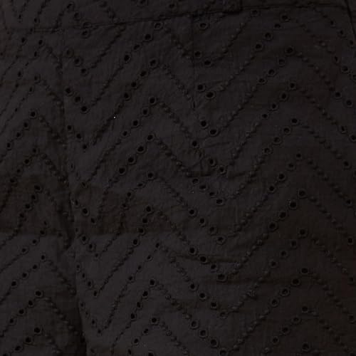 Globus Women Black Self Design High-Rise Regular Shorts with Zip Closure-GS568826