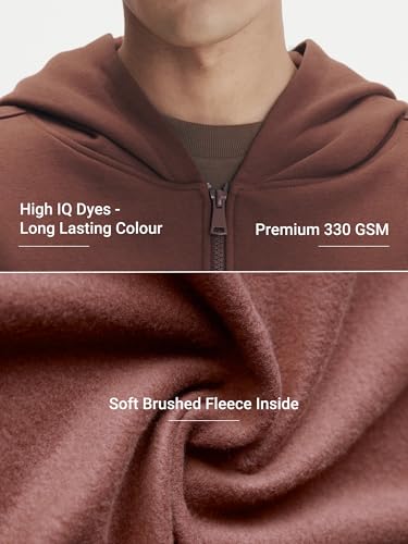XYXX Crew Men's Cotton Blend Hoodie| Long Sleeves|Half Zip Hoodie| Solid-Oversized | Espresso Brown