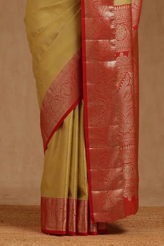 Soch Womens Light Green Silk Blend Zari Woven Saree