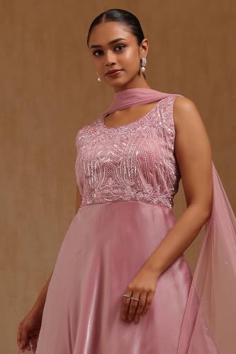 Soch Women's Organza Floor Length Gown (OWA5CD22582_Pink