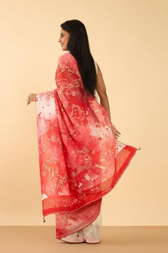 Taneira Women Red Pure Silk Cotton Embroidered Saree with Unstitched Blouse Piece (SAPP01AA1370-Red)